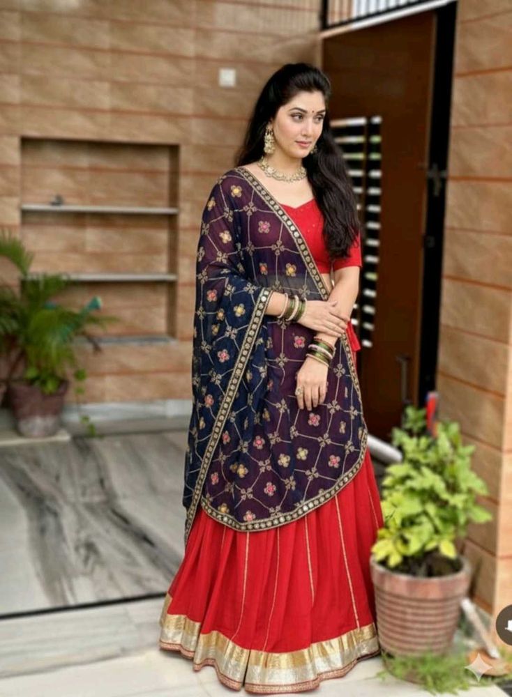 Red Embroidered Lehenga Choli