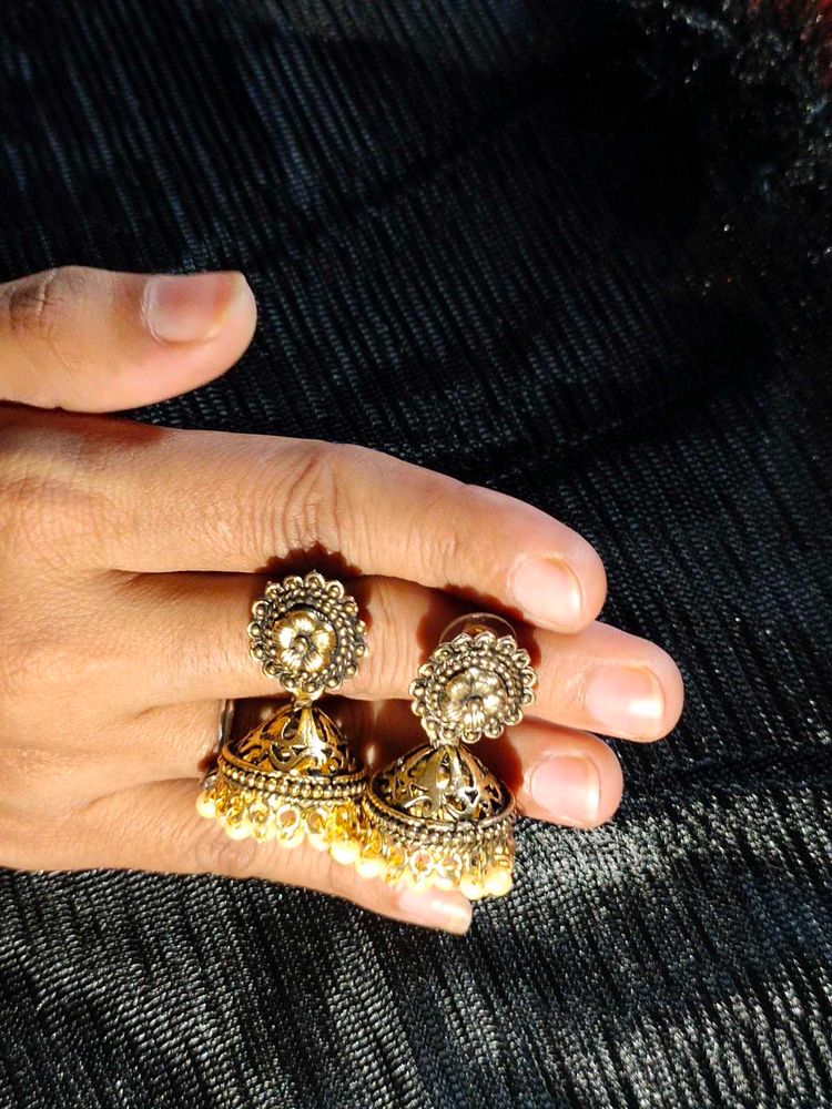 Golden Jhumka Earrings