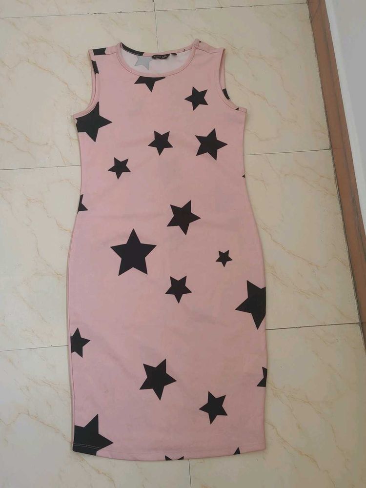 Pink Star Print Bodycon Dress
