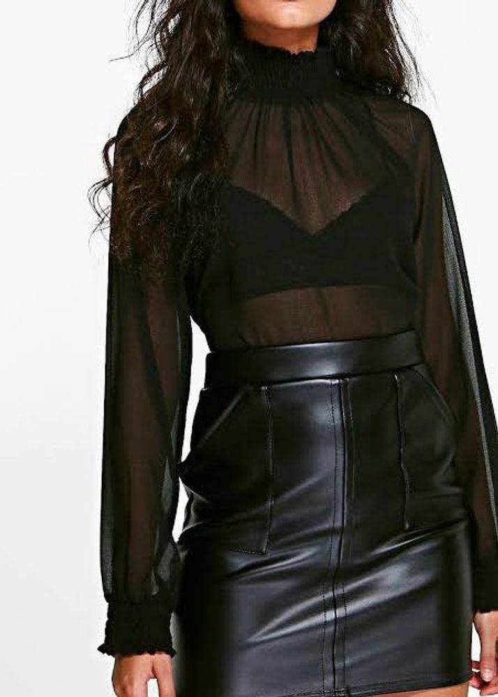 Sheer High Neck Top