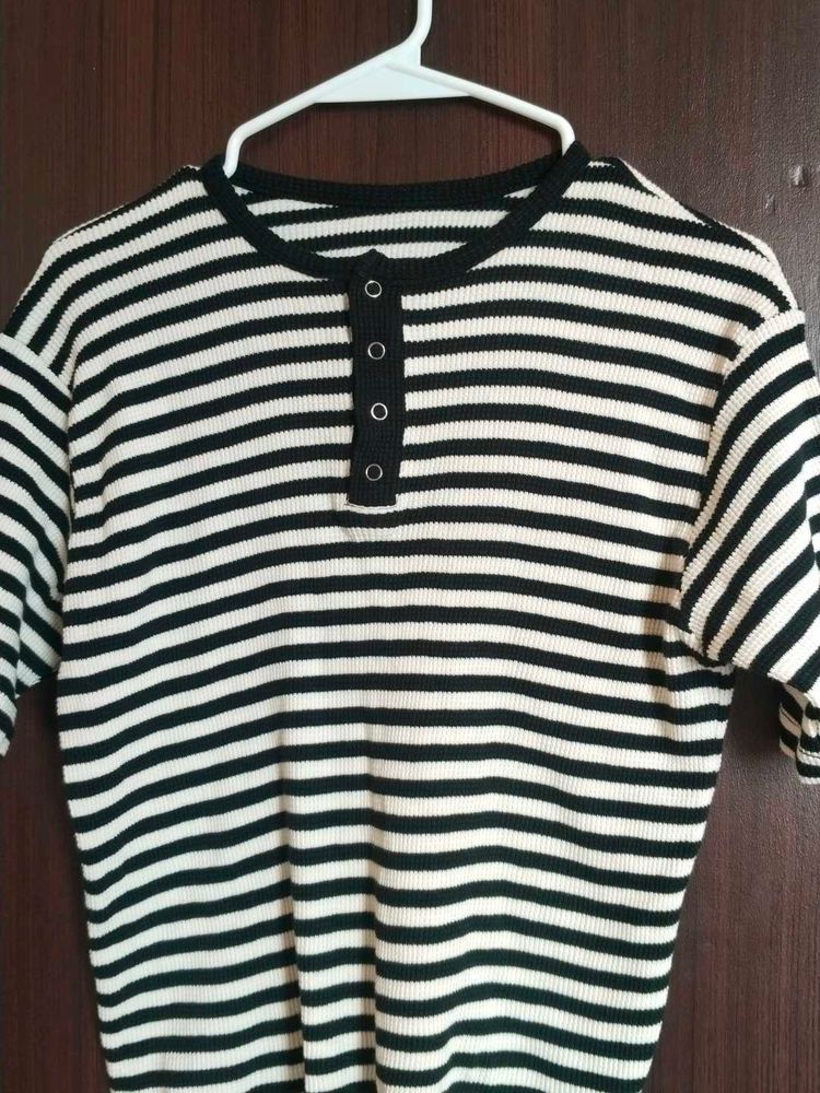 Striped Button-Up Short Sleeve Shirt