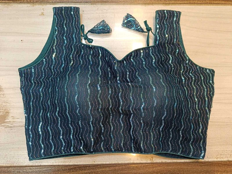 Blue Net &amp; Sequins Blouse