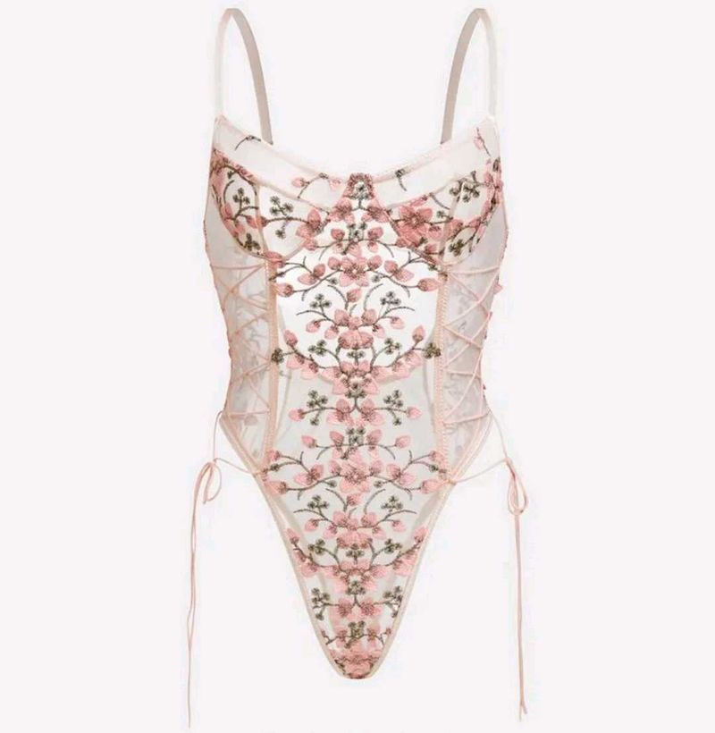 Floral Embroidered Lace Bodysuit