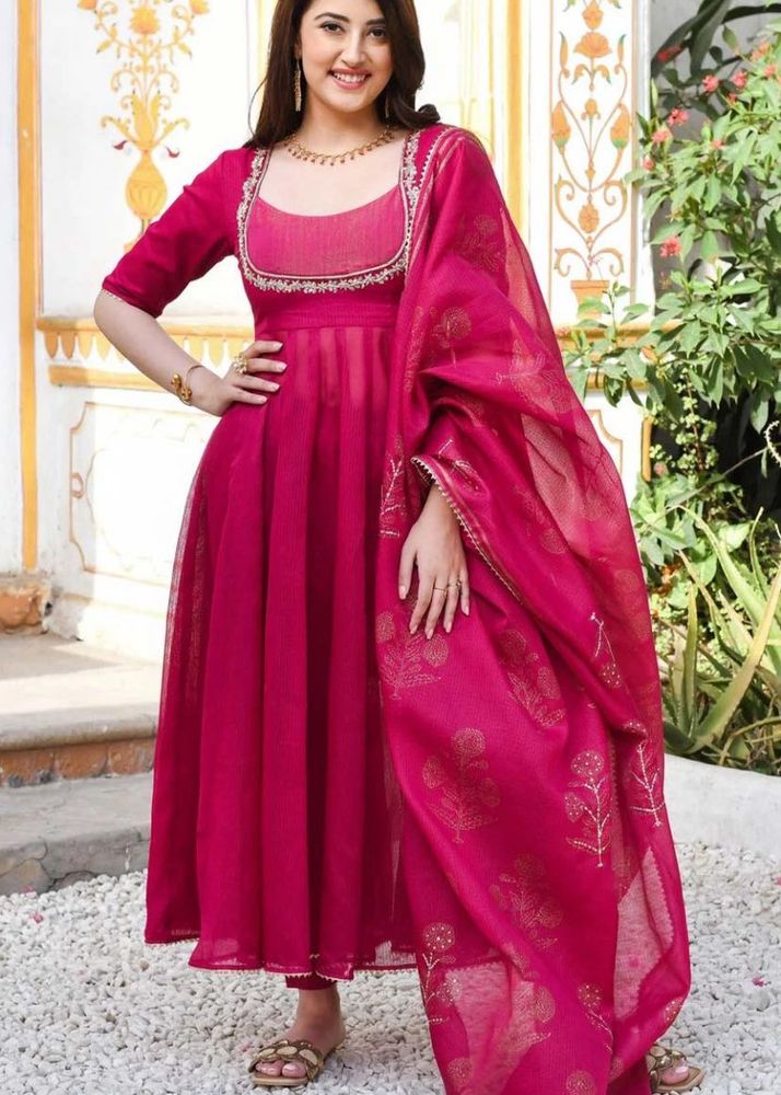 Elegant Pink Anarkali Kurta Set