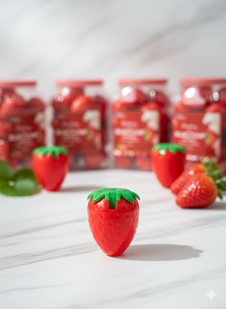 Strawberry-Flavored Lip Balm - Fun, Fruit-Shaped P