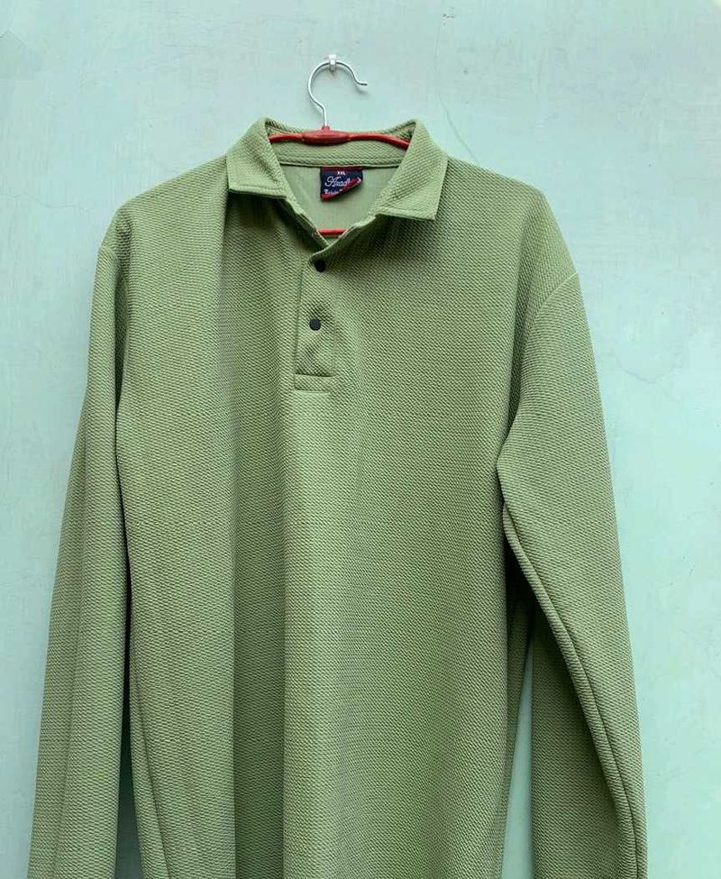 Green Arodha Vintage Long Sleeve Polo Shirt
