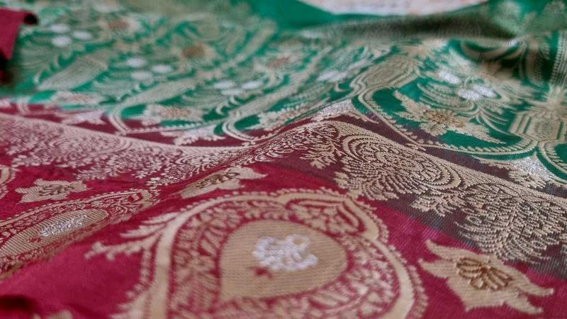 Elegant Green &amp; Red Saree