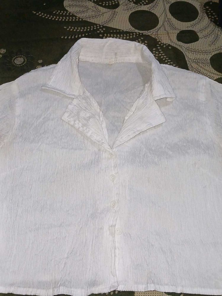 White Collared Top