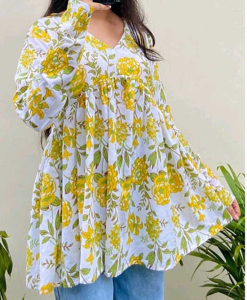 Floral V-Neck Babydoll Tunic