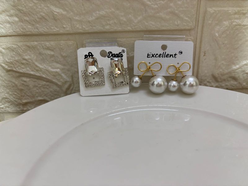 Stylish Pearl &amp; Crystal Drop Earrings