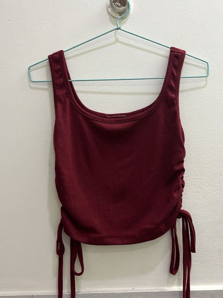 Maroon Ribbed Tank Top