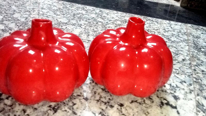 Red Pumpkin Vase Duo
