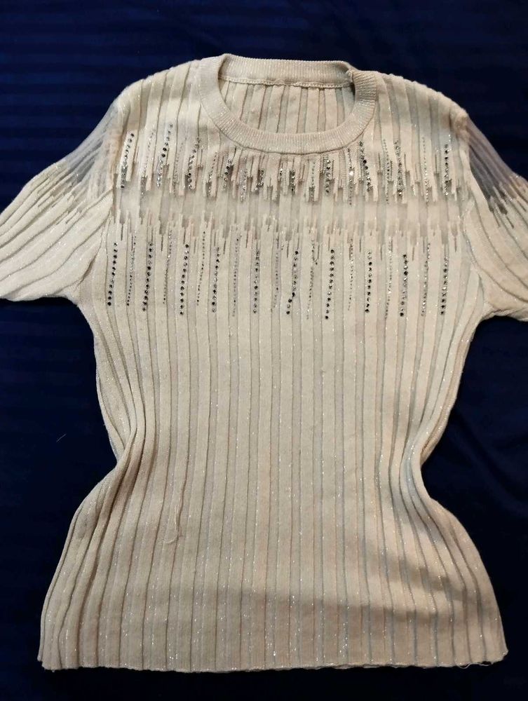 Beige Embellished Top