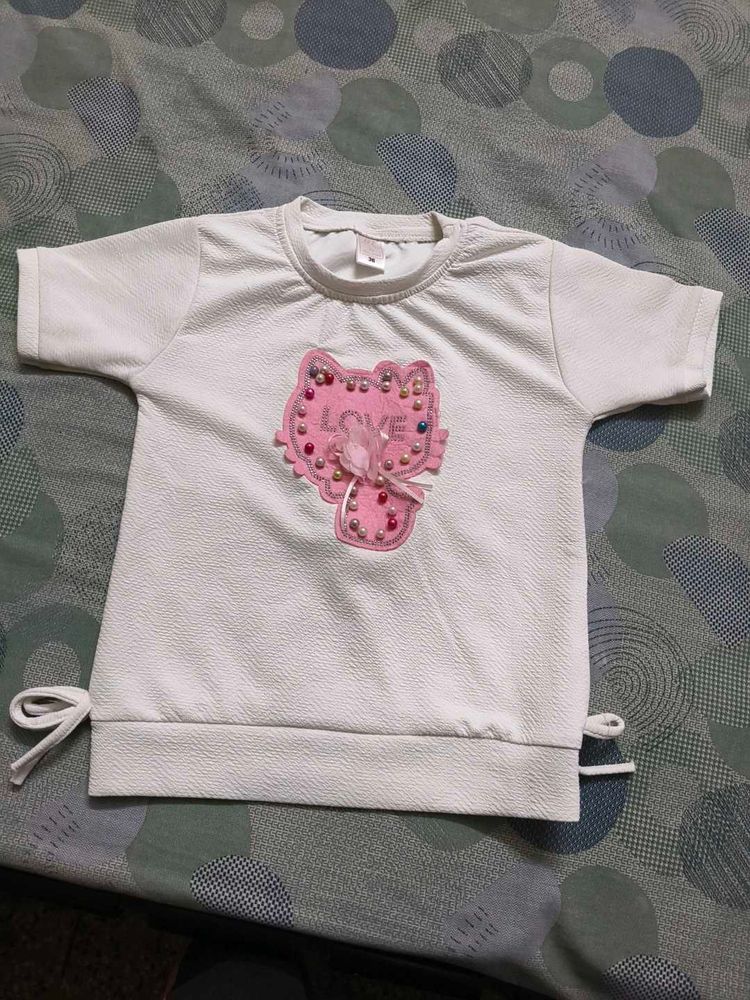 Beautiful White Party Top For 8-10 Years Girl