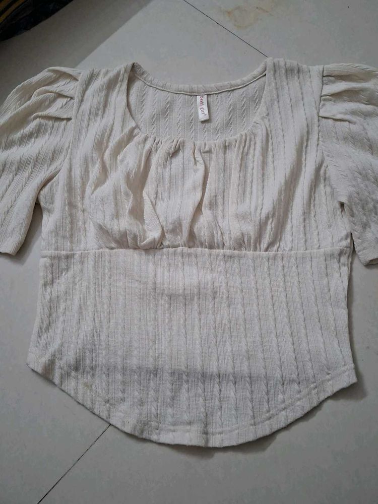 Cute Puff Sleeve Crop Top