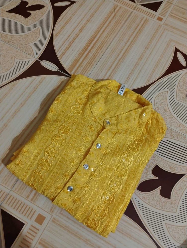 Yellow And Black Kurta