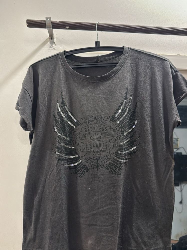 Gray Graphic Print Tee