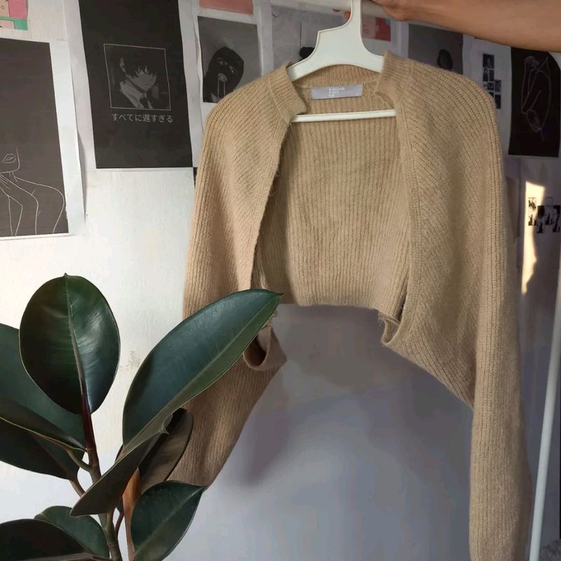 Tan Knitted Bolero