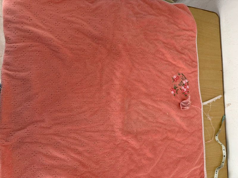 Vintage Coral Embroidered Towel