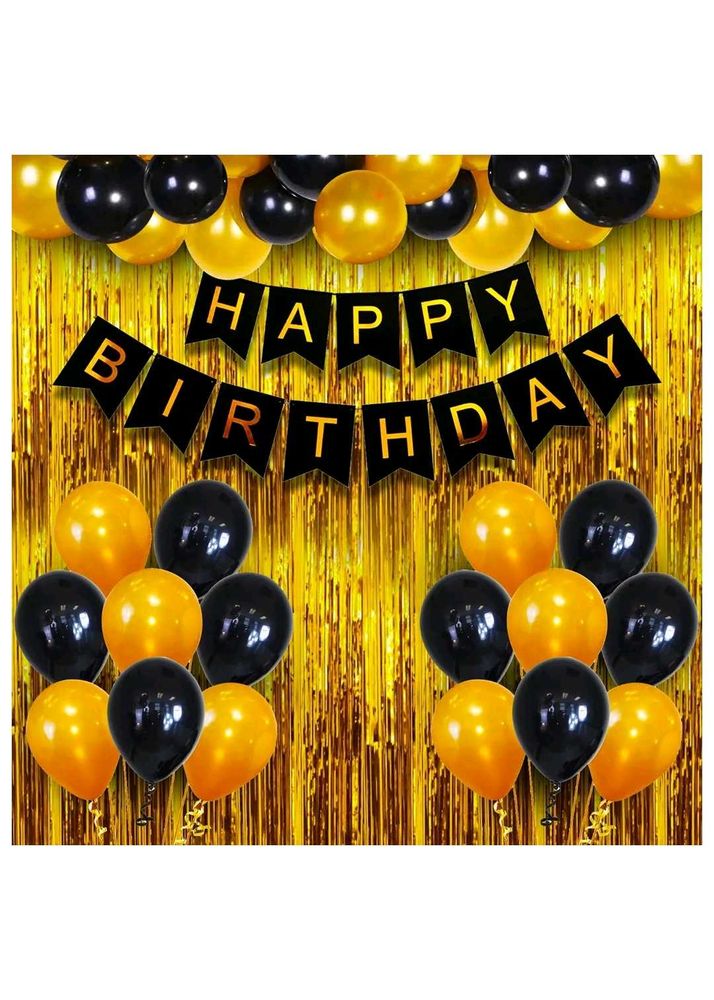 Gold &amp; Black Birthday Party Decoration Set