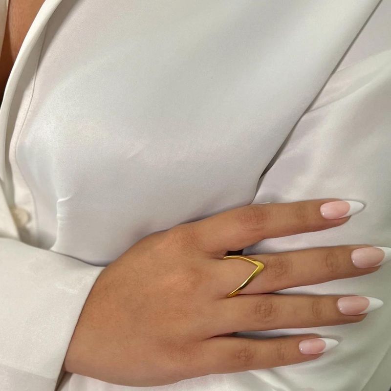 Solid Golden Anti-tarnish V- Shaped Ring
