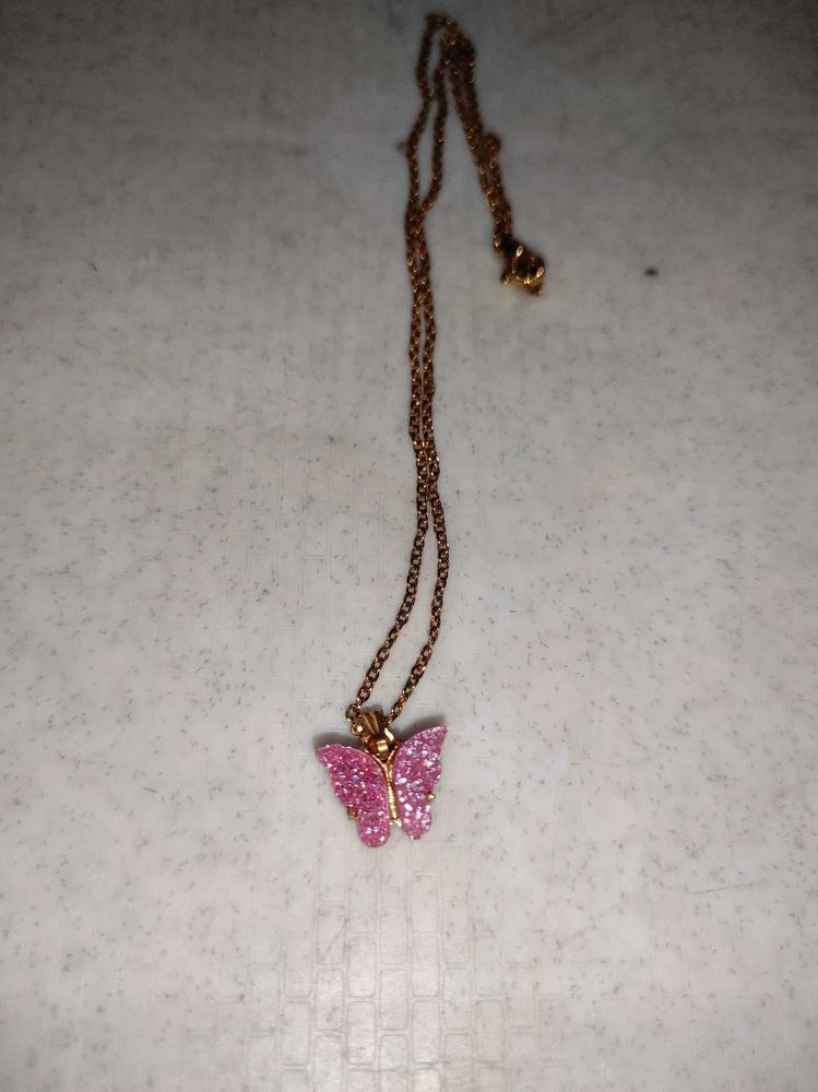 Pink Butterfly Necklace