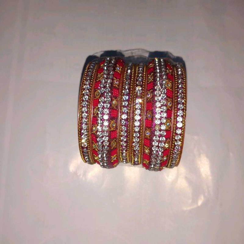 Red &amp; Silver Bangle Set
