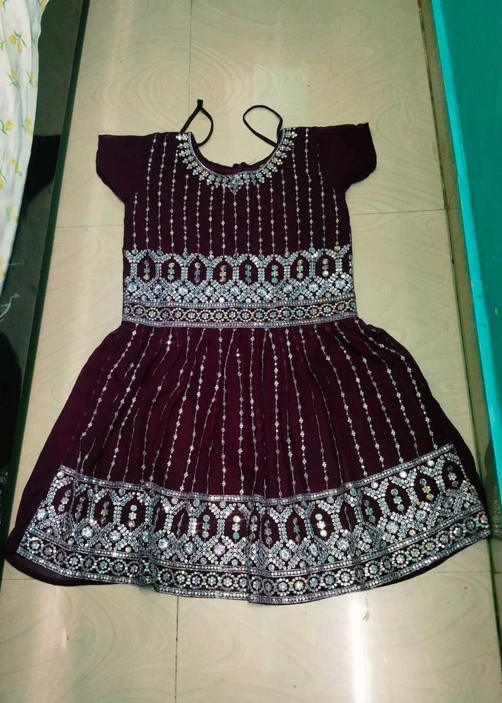 Dark Purple Colour Girl Sharara Dress