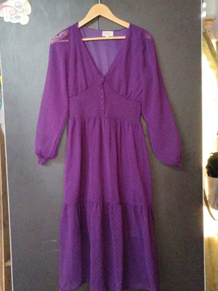 Purple Flowy Midi Dress