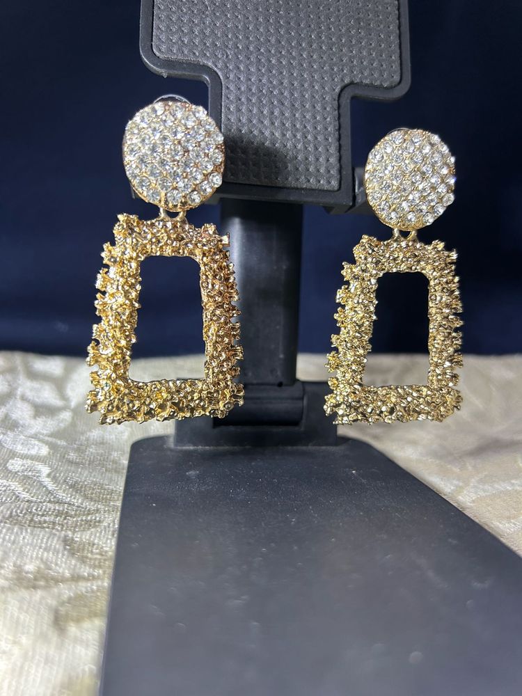 Statement Gold &amp; Rhinestone Earrings