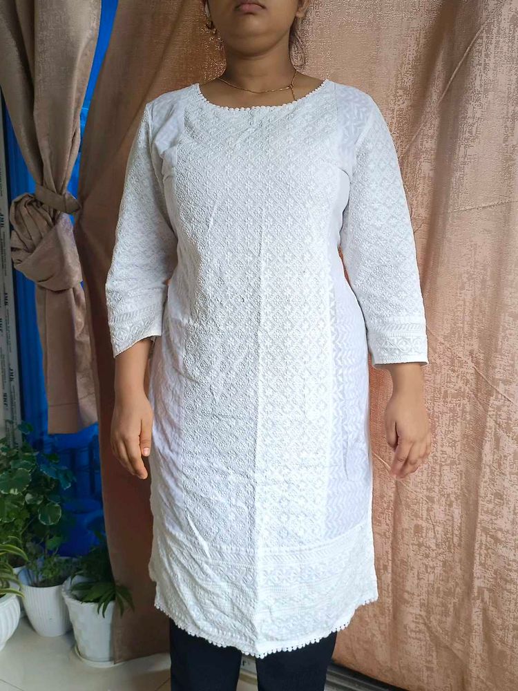 White Embroidered Kurti