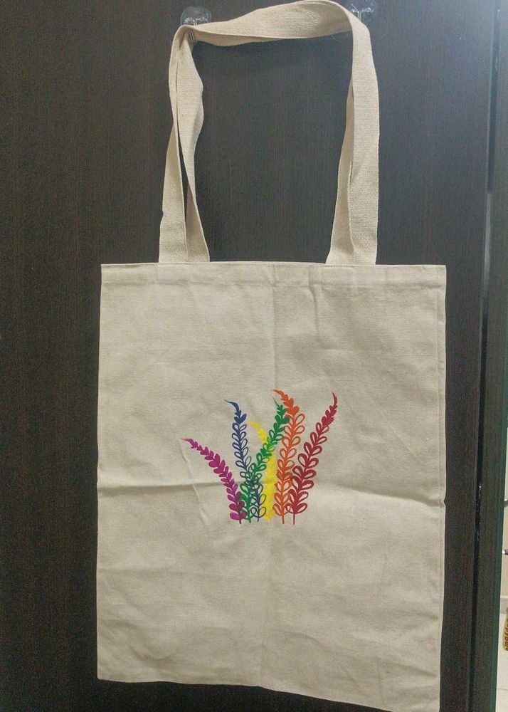 Multicolor Floral Design Tote Bag - Off White