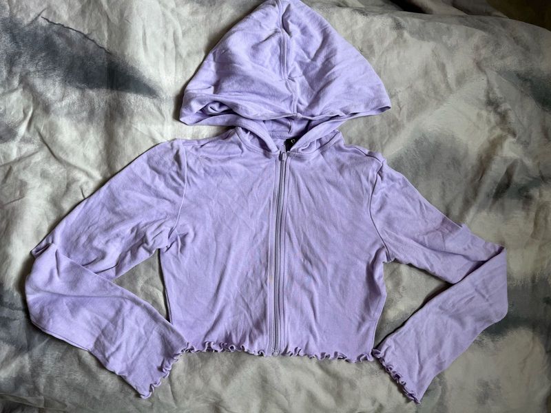 Cropped Zip Through Hoodie