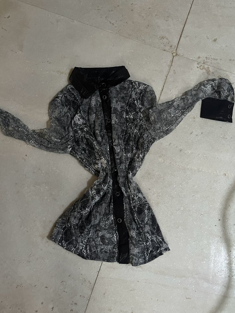 Y2K Fitted Lace Shirt