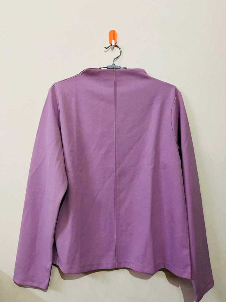 Lilac Mock Neck Long Sleeve Top