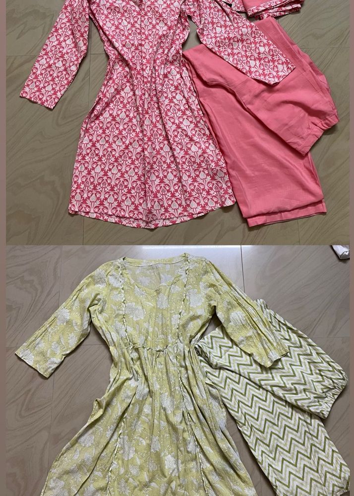 Two Printed Hand Made Kurta Set, Combo
