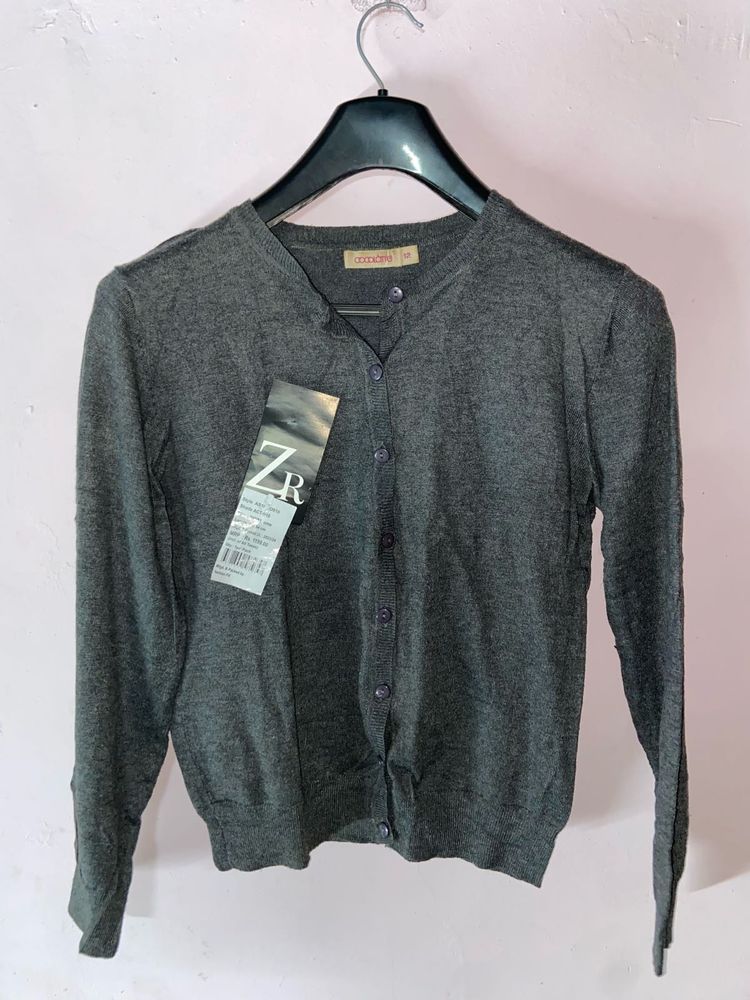 Gray Button-Down Cardigan