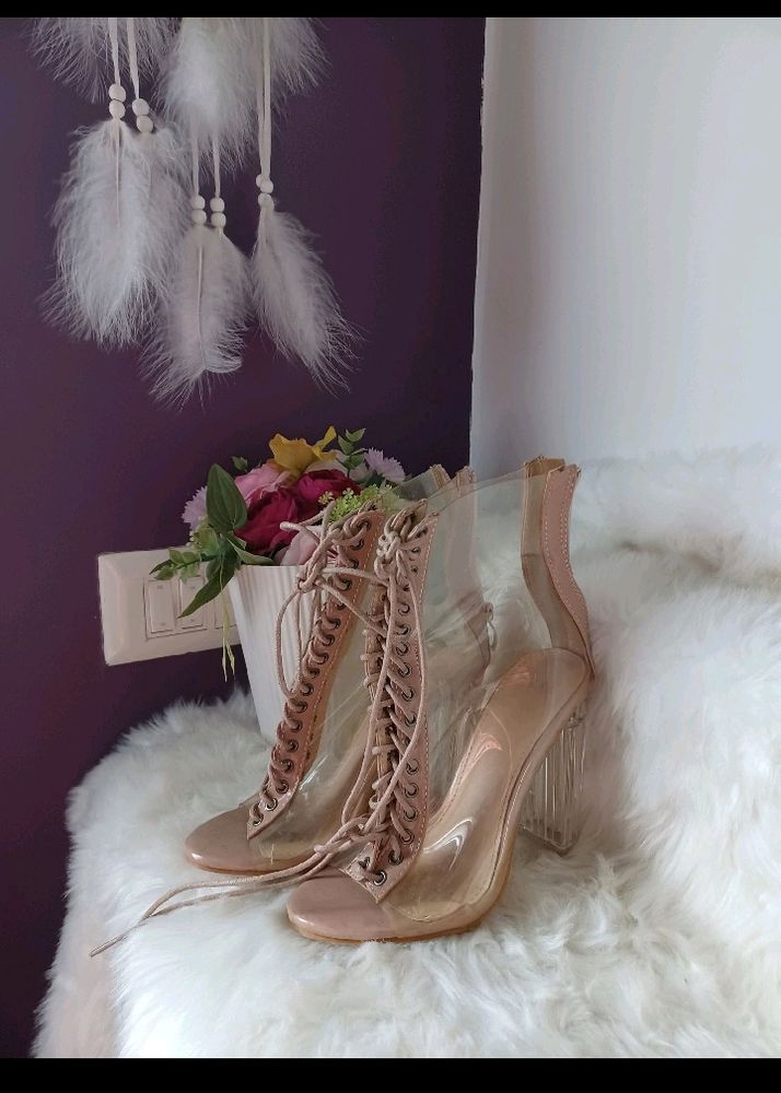 HOT and SEXY CLEAR NUDE 😉 LACE BOOTS 🤍