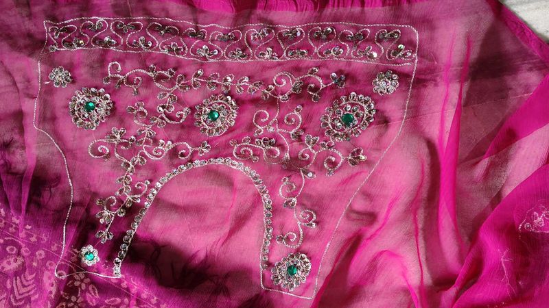 handwork saree with unstitched Blouse