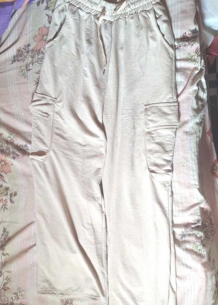 Beige Cargo Joggers