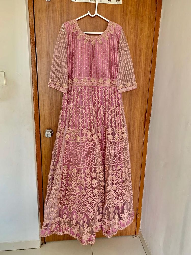 Gorgeous Pink Net Anarkali