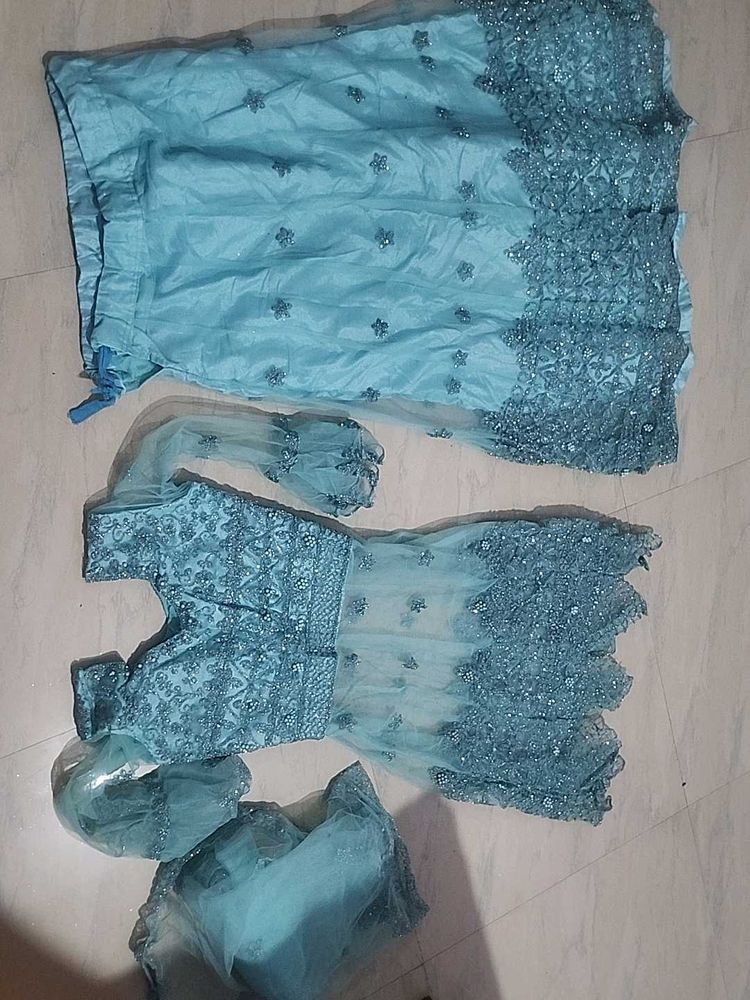 Blue Embellished Lehenga Set