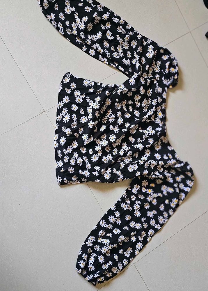 Flower Print Crop Top