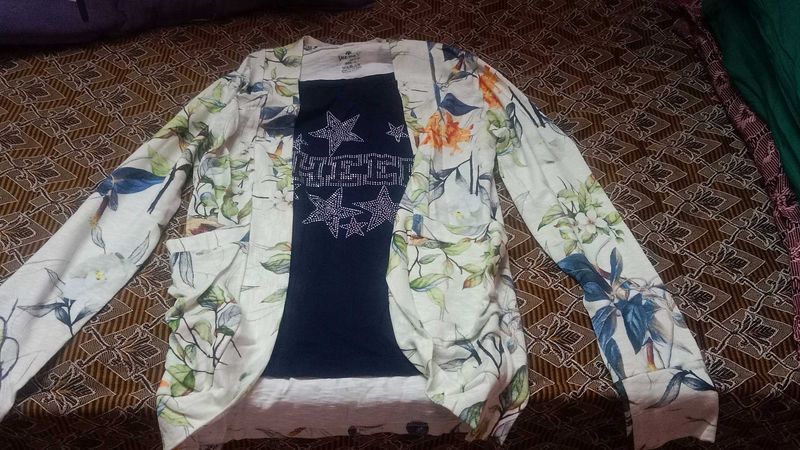 Floral Print Open Front Cardigan