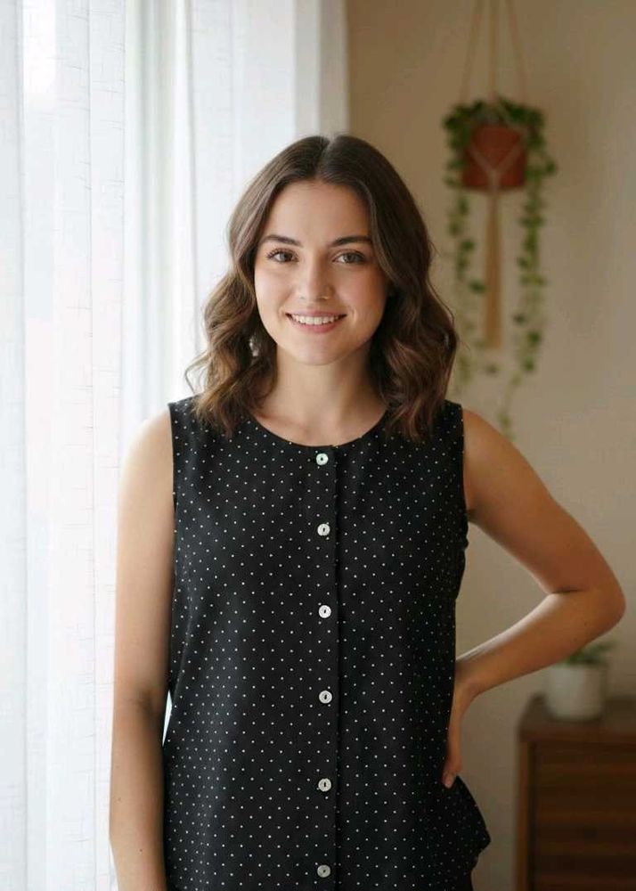 Chic Polka Dot Sleeveless Top✨✨💞