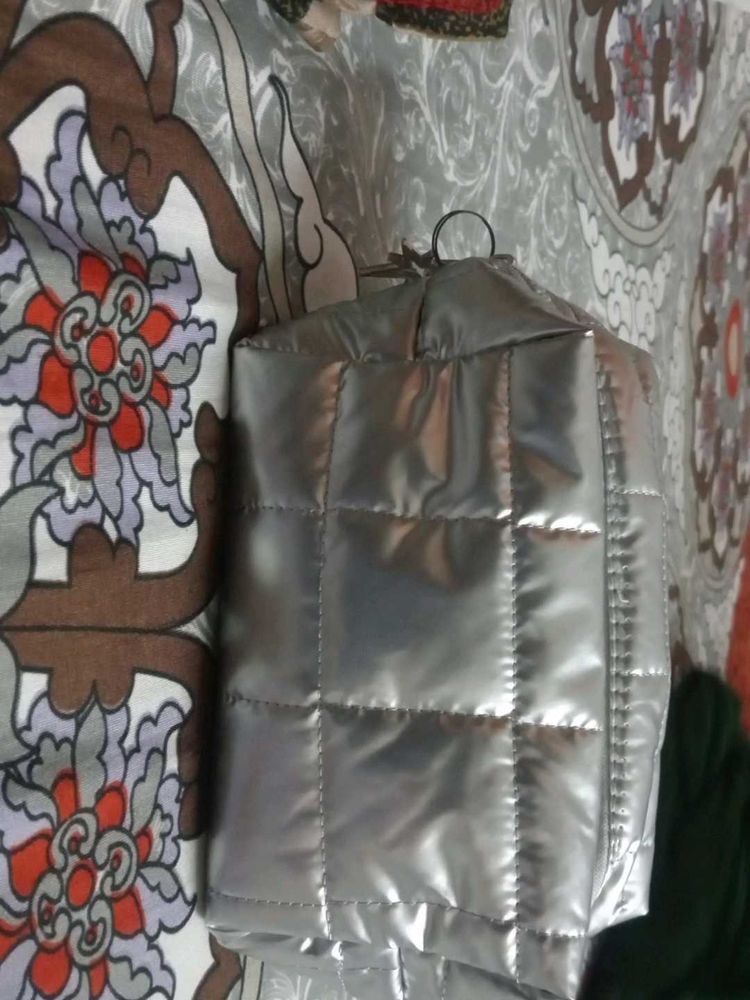 Silver Quilted Pouch