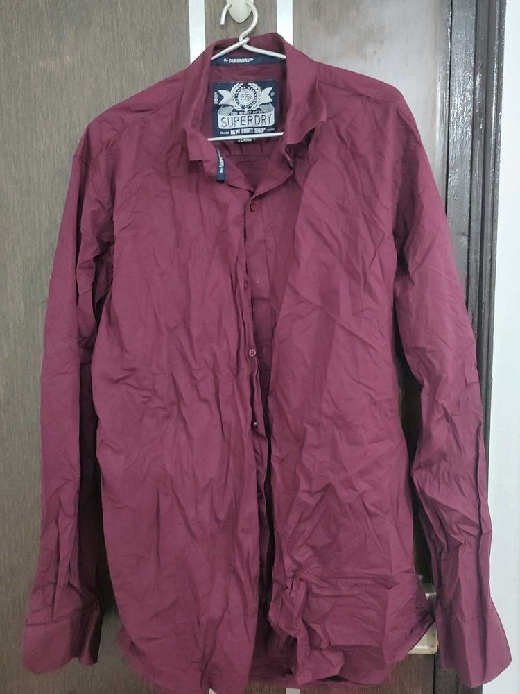 Superdry Maroon Casual Shirt