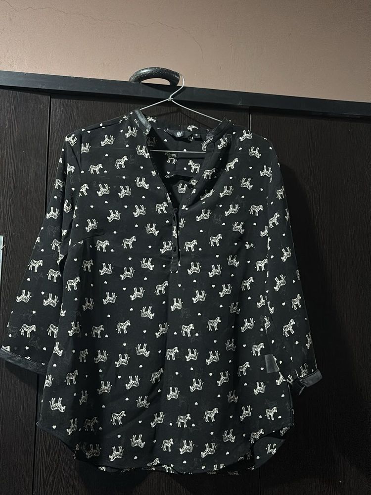 Printed Black Blouse