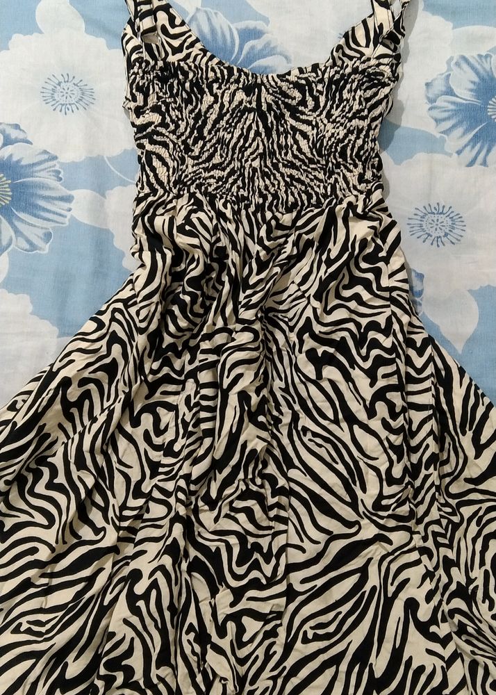ZARA Zebra Print Aesthetic Dress
