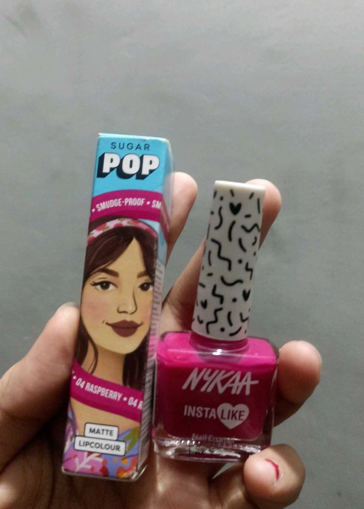 Nykaa Insta Like Nail Polish &amp; Sugar Pop Lipstick